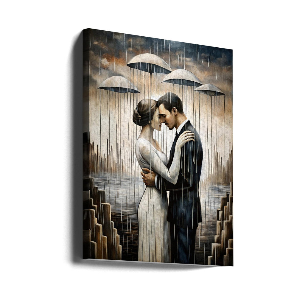 A Kiss Beneath the Floating Umbrellas