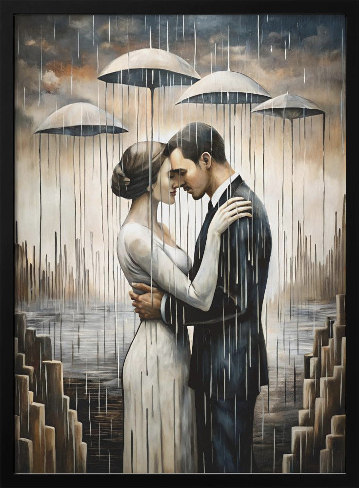 A Kiss Beneath the Floating Umbrellas