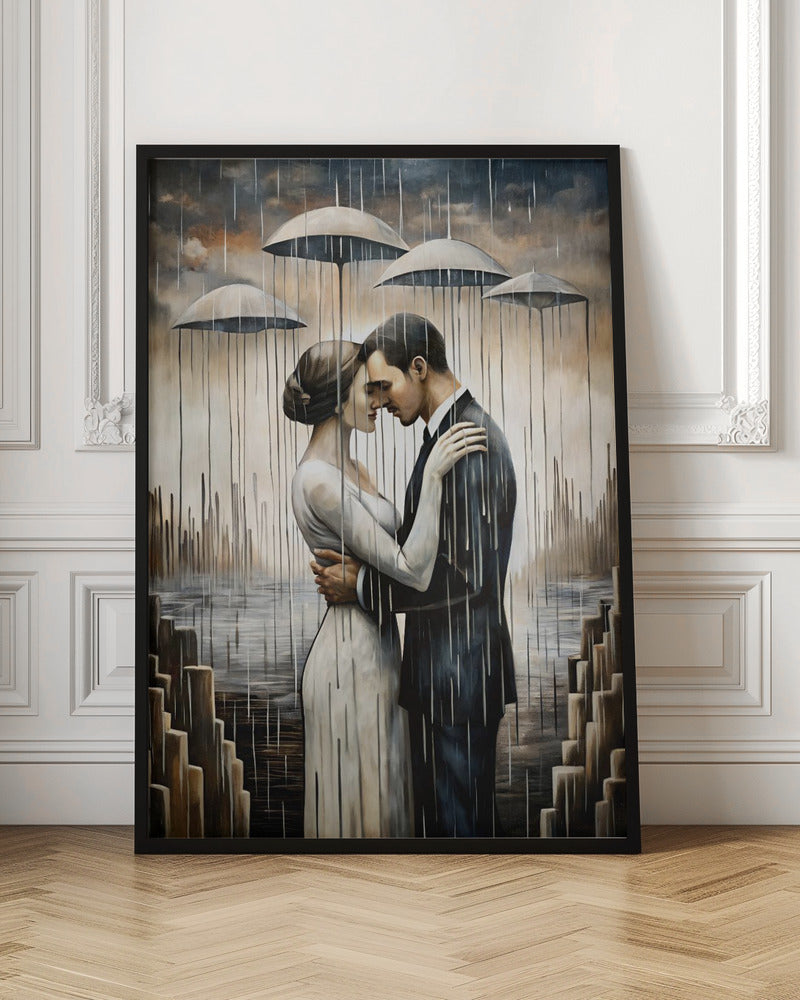 A Kiss Beneath the Floating Umbrellas
